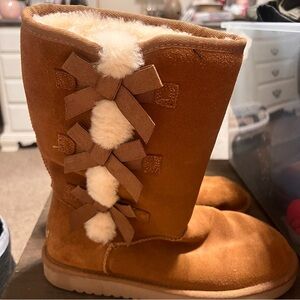Koolaburra Tan Winter Boots with Bow Accents